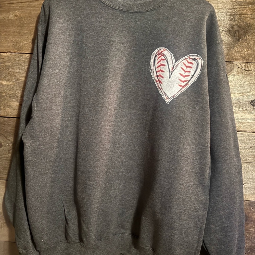 Gray Heart Baseball Men's Sweater